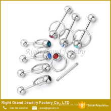 Acero inoxidable CZ Gem Knocker Style Barbell Tongue Ring Piercing